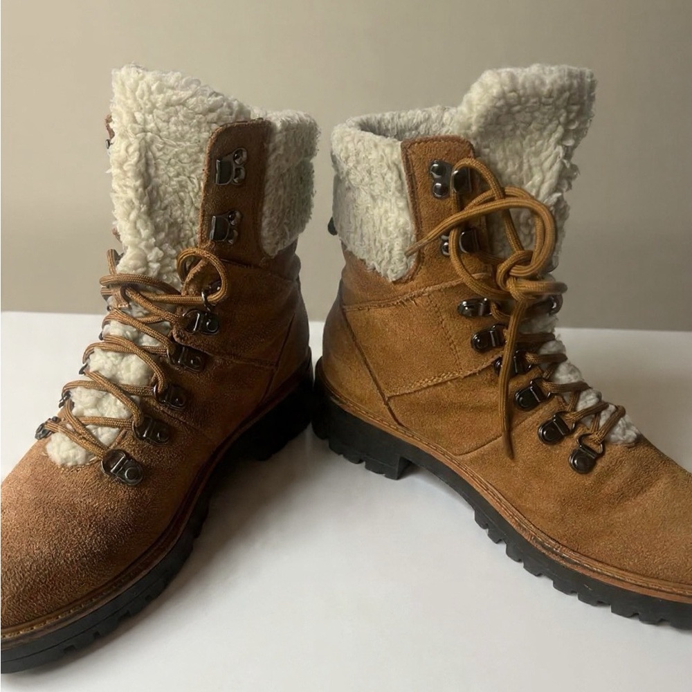 Marc Fisher Tan Shearling Ankle Boots
